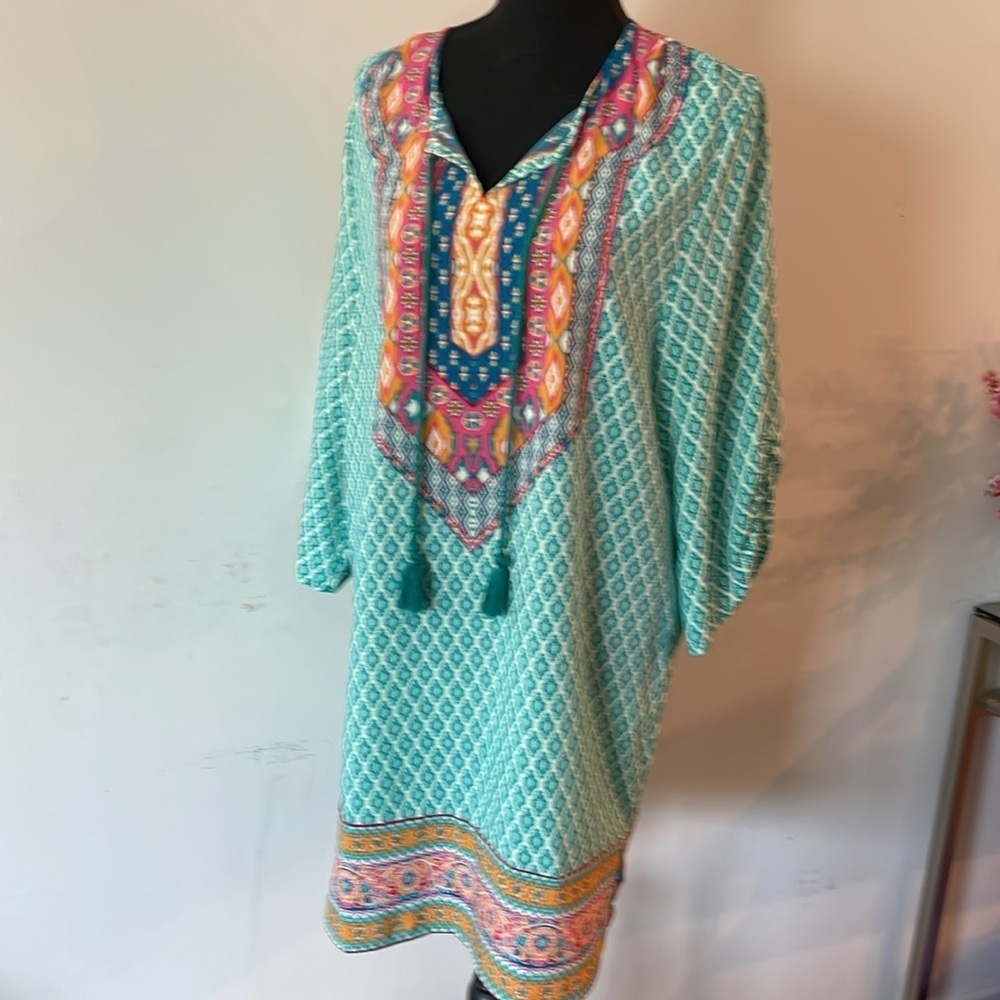 Urban CoCo Tunic Mini Dress Size XL Multicolored BohoStyle Ethnic Inspired Print - Picture 8 of 12